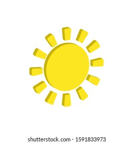 Weather forecast isometric icon of sun isolated on white background. Weather symbol  in modern style. For web site design and mobile apps. Vector illustration