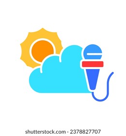 Weather forecast line icon. News, prime time, TV channel, radio, television, reporter, channel. Vector color icon on white background for business and advertising.