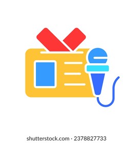 Weather forecast line icon. News, prime time, TV channel, radio, television, reporter, channel. Vector color icon on white background for business and advertising.