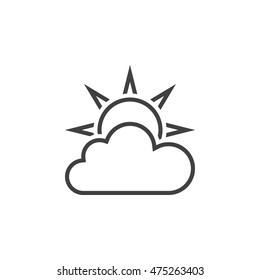 Weather forecast line icon, partly cloudy outline vector logo illustration, linear pictogram isolated on white