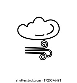 Weather forecast line icon of wind isolated on white background. Weather symbol  in modern outline style. For web site design and mobile apps. Vector illustration