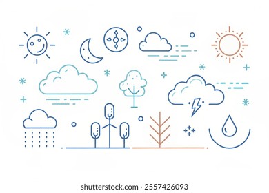 Weather and Forecast line icons. Mateo vector linear icon set collection. Illustration vector with a white background.