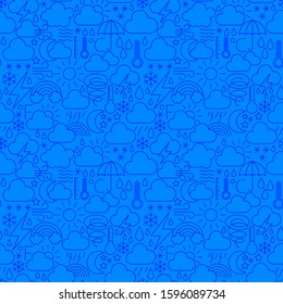 Weather Forecast Line Seamless Pattern. Vector Illustration of Outline Background.