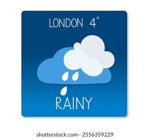 Weather forecast for London indicating rain and cool temperatures in February