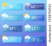 Weather forecast. Meteorology. Set of flat style banners for the interface of mobile applications and web sites. Vector illustration.