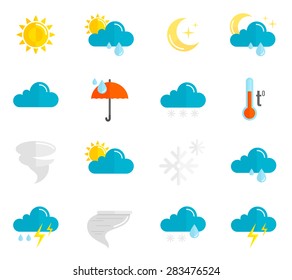 Weather Forecast Meteorology Symbols Icons Flat Stock Vector (Royalty ...