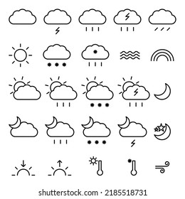 Weather Forecast Outline Isolated Web Icons Stock Vector (Royalty Free ...