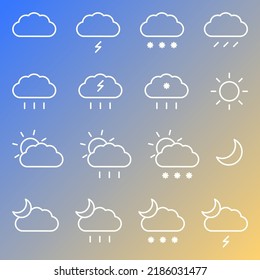 Weather forecast. Outline isolated web icons set.