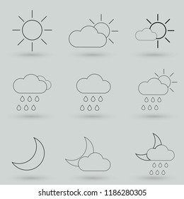Weather forecast - outline web icon set, vector, thin line icons collection