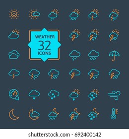 Weather Forecast - Outline Web Icon Set, Vector, Thin Line Icons Collection