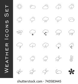 Weather forecast - outline web icon set, vector, thin line icons collection