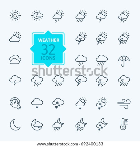 Weather forecast - outline web icon set, vector, thin line icons collection