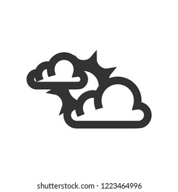 Weather forecast partly cloudy icon in thick outline style. Black and white monochrome vector illustration.