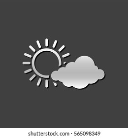 Weather forecast partly cloudy icon in metallic grey color style. Meteorology overcast