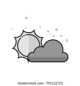 Weather forecast partly cloudy icon in flat outlined grayscale style. Vector illustration.