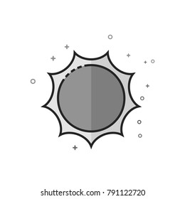 Weather forecast partly sunny icon in flat outlined grayscale style. Vector illustration.