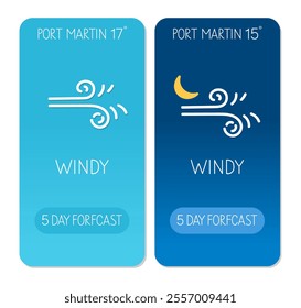 Weather forecast for Port Martin showing windy conditions on two different days