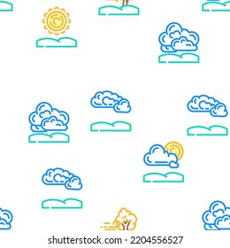 weather forecast rain sun cloud vector seamless pattern thin line illustration
