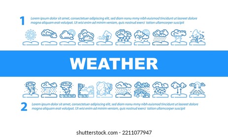 weather forecast rain sun cloud landing web page header vector. climate temperature, meteorology sky, sunny nature, storm wind, snow cold day weather forecast rain sun cloud Illustration