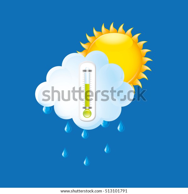 weather forecast rain sun. thermometer green icon\
vector illustration eps\
10