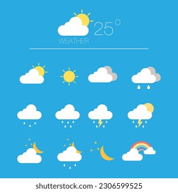 weather forecast set, cloud, Blue