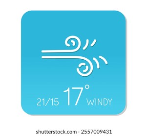 Weather forecast showing windy conditions and temperature of 17 degrees Celsius