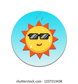 weather forecast summer,very hot sun cartoon object sign, symbol, vector illustrator