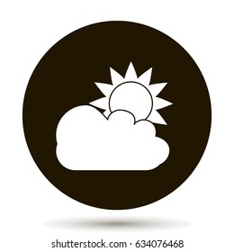  Weather forecast. Sun and cloud on a black background