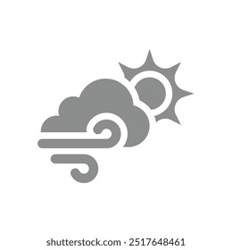 Weather forecast, sun cloud and wind icon. Meteorology, forecasting vector symbol.