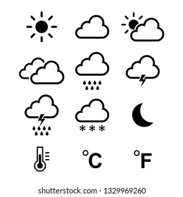 Weather Forecast Symbol Set Isolated Vector Stock Vector (Royalty Free ...