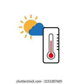 weather forecast symbol. thermometer with cloud and sun icon vector