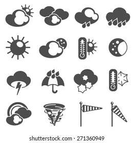 Weather Forecast Symbols Black Pictograms Set Stock Illustration ...