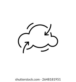 Weather Forecast Sync With Cloud And Curved Arrow In Outline Style