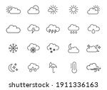 Weather forecast - thin line icons set. Vector, meteorological elements for web design, mobile applications.