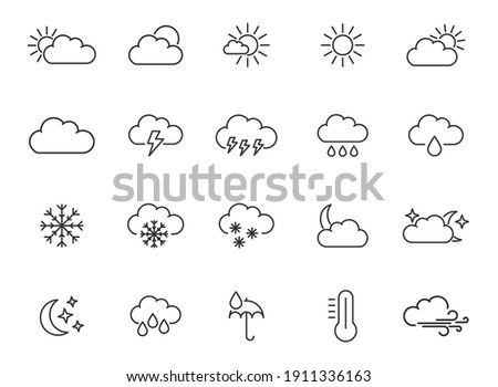 Weather forecast - thin line icons set. Vector, meteorological elements for web design, mobile applications.