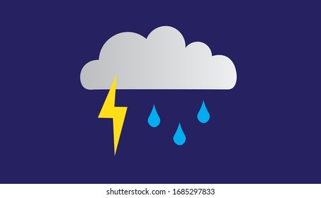 Weather forecast; Thunderstorm rain. Vector illustration.