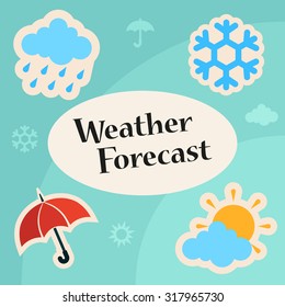 Weather Forecast Title Clouds Snowflake Umbrella Stock Vector (Royalty ...