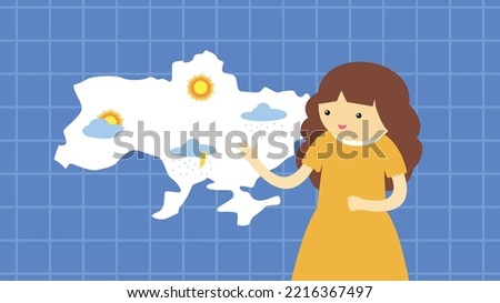 Weather forecast, TV presenter, map of Ukraine