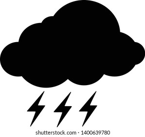 Weather forecast vector icon, weather cloud and lightning.