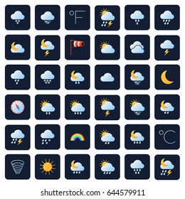 Weather forecast vector icons. Climate and meteo symbols