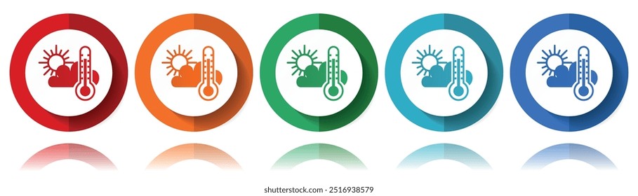 Previsão do tempo ícones vetoriais, conjunto de ícone plano para design de logotipo, webdesign e aplicações móveis, coleção de botões coloridos da Web em eps 10