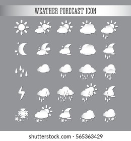 Weather forecast web icon vector collection paper cut style. 