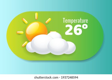 weather forecast widget icon mobile application program with cloud and sun vector illustration