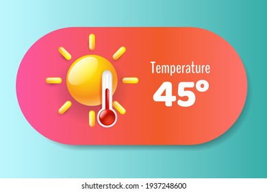 weather forecast widget icon mobile application program with sun and thermometer vector illustration