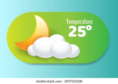 weather forecast widget icon mobile application program with cloud and moon vector illustration