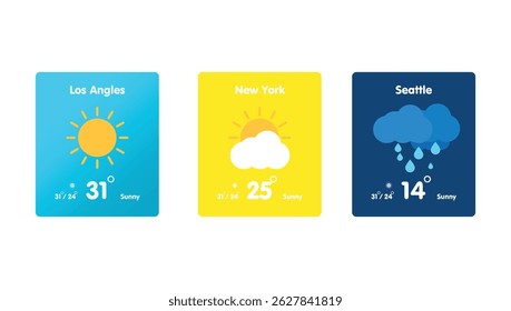 Weather forecast widget icon set stock illustration