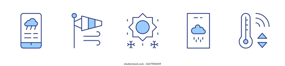 weather forecast, wind socket, snow, temperature control. Weather forecast Icon vector illustration. Line Duotone style. Editable stroke.