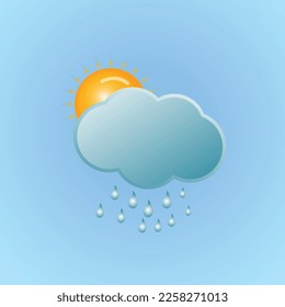 pronósticos meteorológicos Icono de ilustración vectorial e Ilustración con sol, lluvia y nube