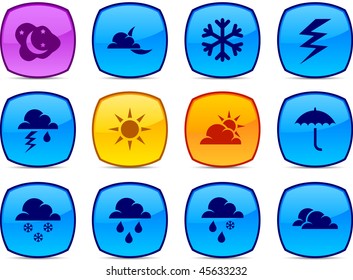 Weather   glossy icons. Vector buttons.