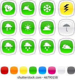 Weather glossy icons. Vector buttons.